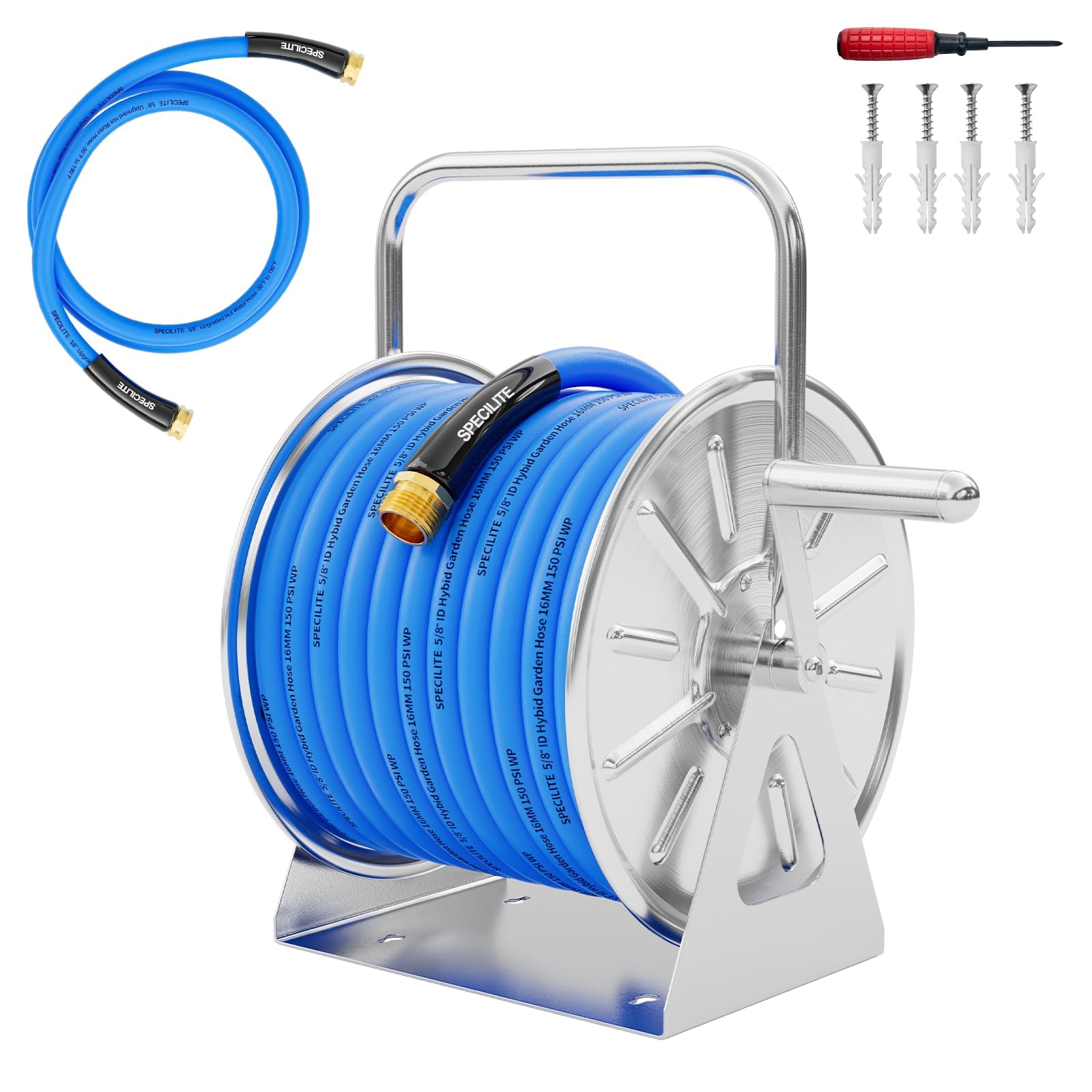 Amazon.com: SPECILITE Stainless Steel Garden Hose Reel with 5/8