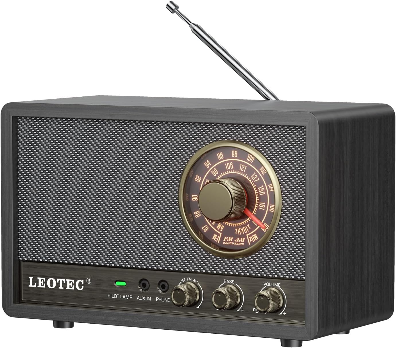 Amazon.com: LEOTEC AM FM Radio,Retro Wood Table Radio,Portable ...