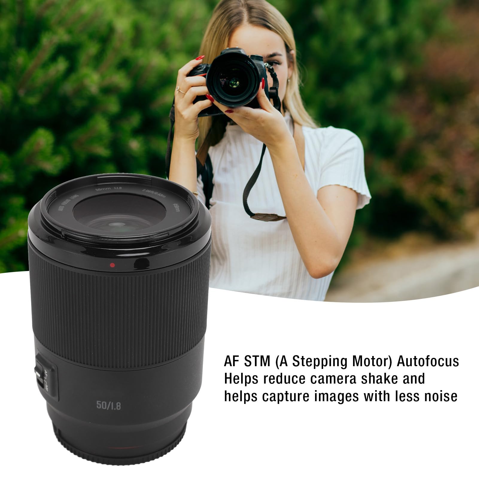 Pełnoklatkowy Obiektyw AF 50 Mm F1.8, Duża Przysłona, 9 Ostrzy, Autofokus AF, Konstrukcja Klasy Premium, Kamery z Mocowaniem E