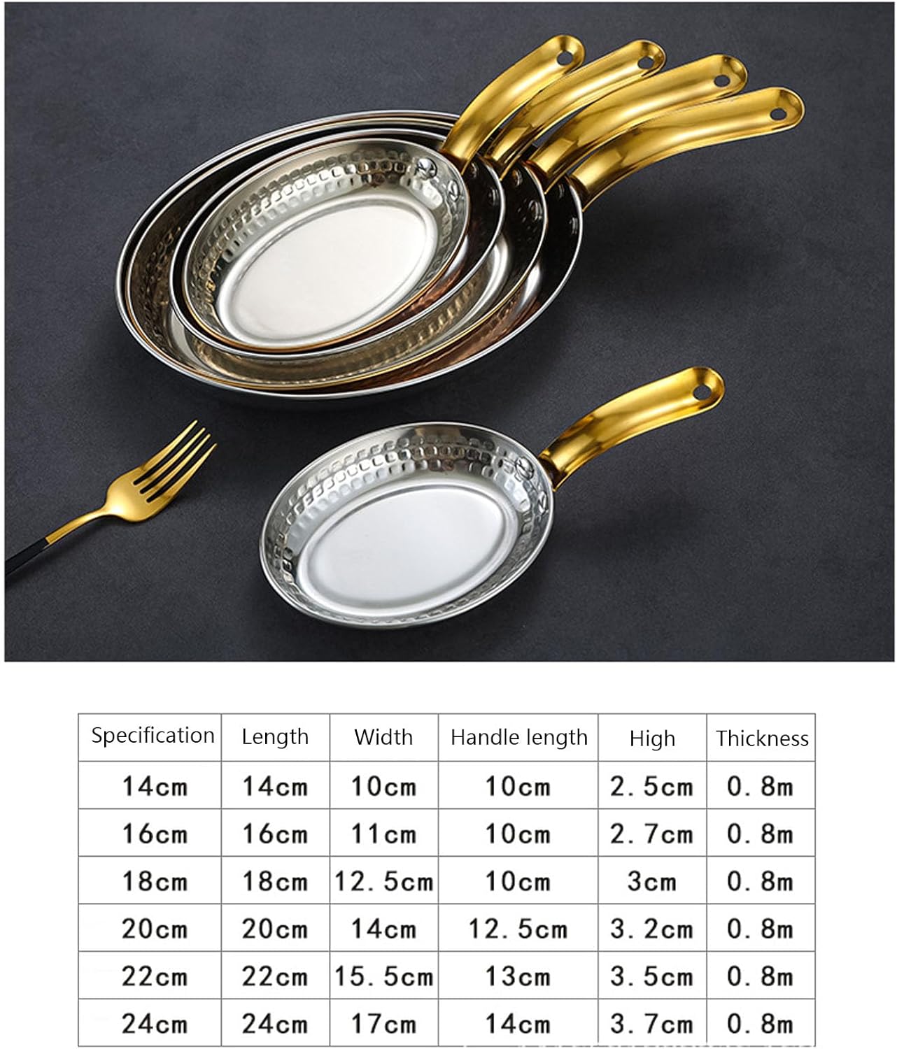Stainless Steel Spanish Paella Pan Skillet - Versatile Non-Stick Cooking Seafood Pot for Home and Restaurant,Rose Gold,22cm
