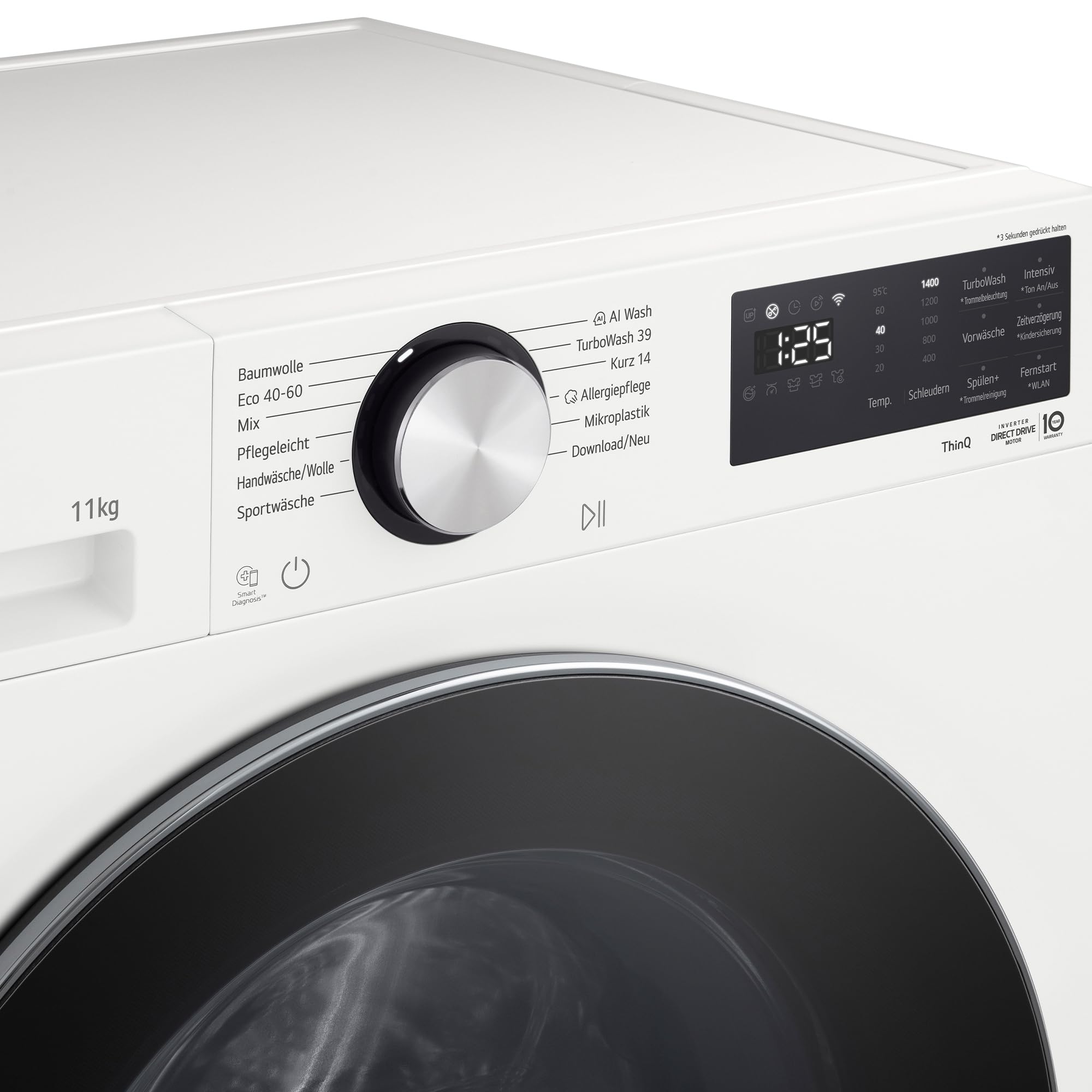 LG F4WX7012 Waschmaschine Weiß, 11 kg, 1400 U./Min. | EEK A-40%, AI DD®, TurboWash®360°, Essence White