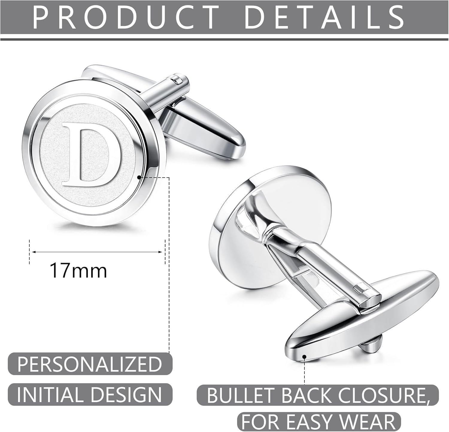 LOYALLOOK Initial Gold Cufflinks for Men Gold Cuff Links Personalized Copper CuffLinks Letter Cufflinks Gift for Groom Husband Father - Image 3