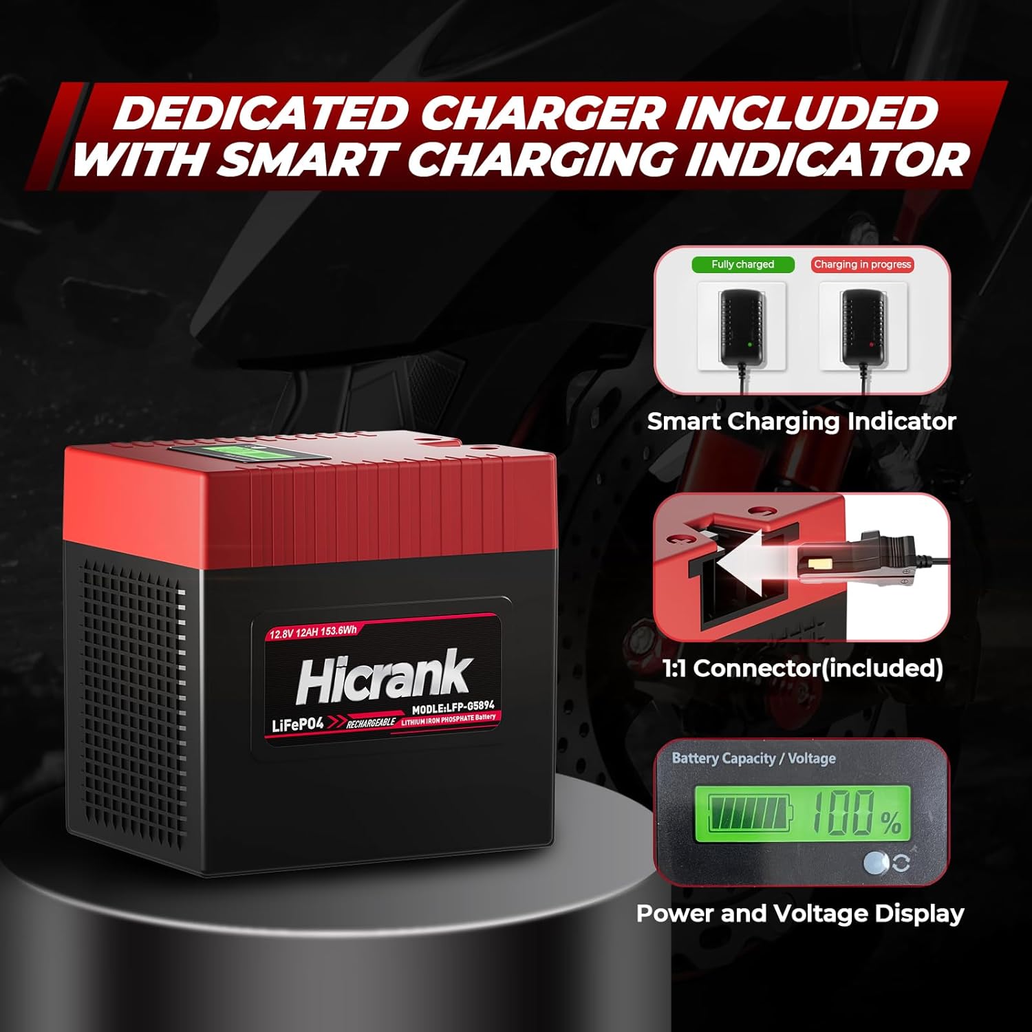 LiFePO4 Lithium Power Wheels Ride On Toy Replacement Battery, 12V 12Ah, Charger Included, 2X Acceleration Capability, Rechargeable for Preschool Vehicles