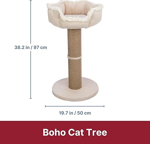 Trixie Boho Cat Scratching Post 32.7 Inch - Cat Scratcher with Soft Fabric Covering Base and Jute-Wrapped Post - with Platform Bed - in Beige - 5