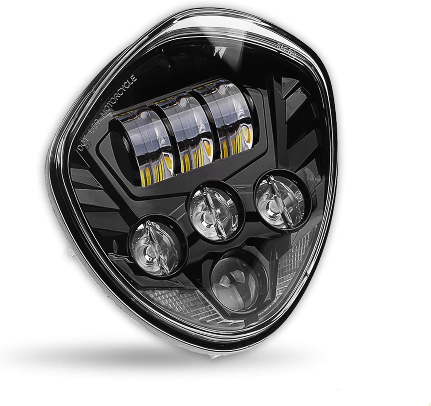 SUNPIE Motorcycle Headlight Assembly Compatible with Victory Cross Country/Hammer 8 Ball/High-Ball/Magnum 2008-2017, 60W High Low Beam Bright White Black Bezel Head Lights Motorbike