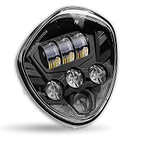 SUNPIE Motorcycle LED Headlight Assembly Compatible with Victory Cross Country/Hammer 8 Ball/High-Ball/Magnum 2008-2017, 60W High Low Beam Bright White Black Bezel Head Lights Motorbike