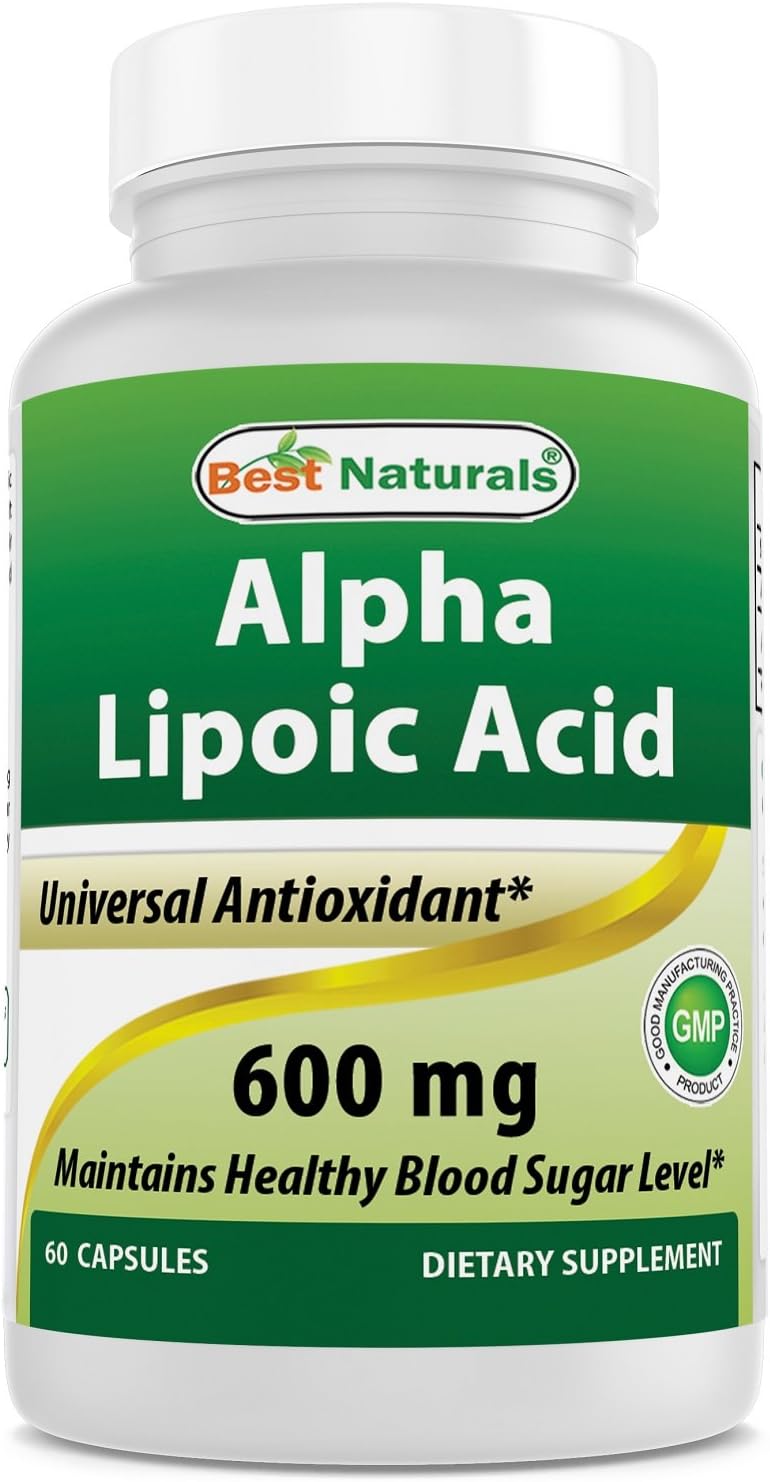 Best Naturals Alpha Lipoic Acid 600 mg 60 Capsules - ALA Powerful Antioxidant (60 Count (Pack of 1))