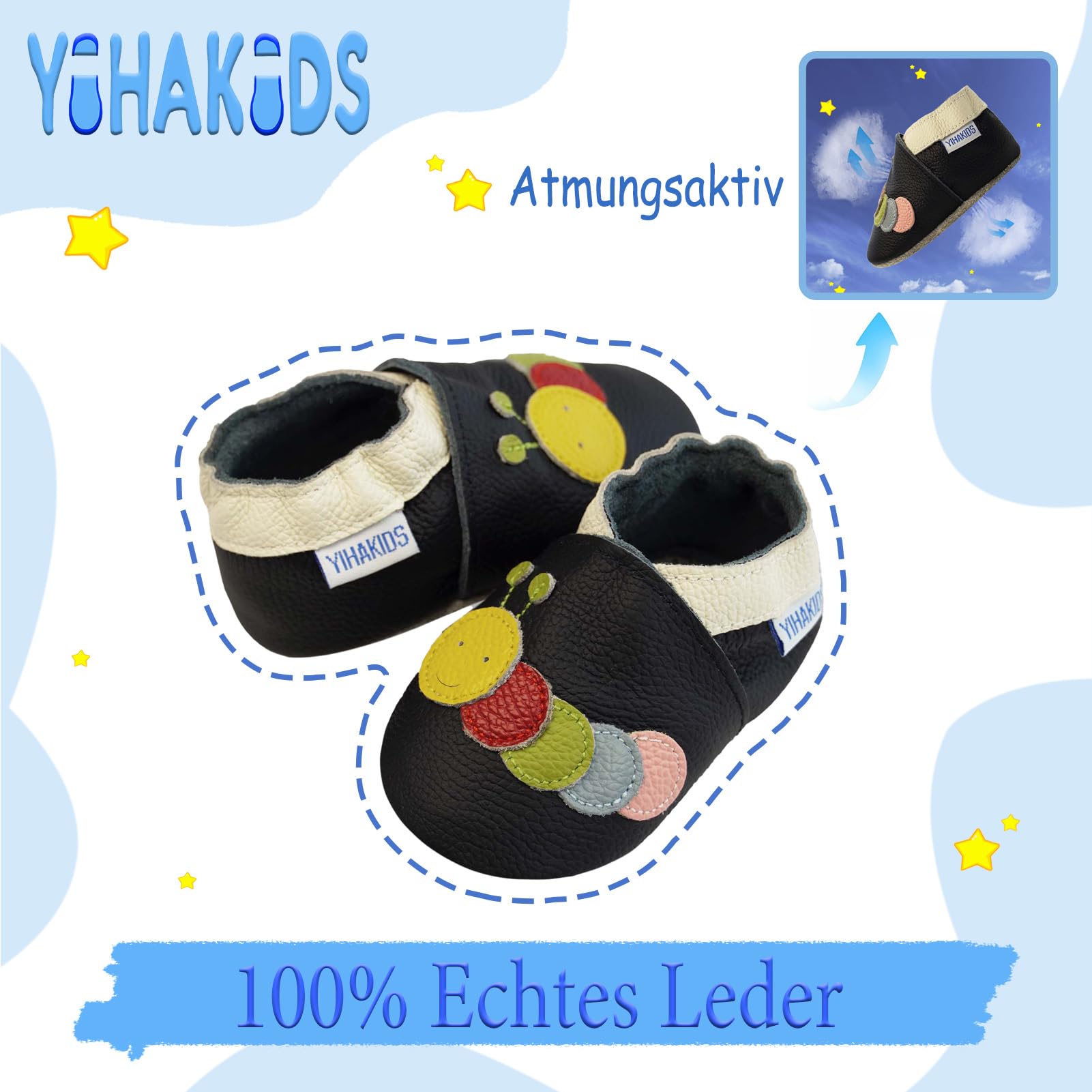 YIHAKIDS Krabbelschuhe Babyschuhe Leder Babyhausschuhe Lauflernschuhe Lederpuschen Jungen Mädchen Hausschuhe 0-3 Jahre - 2