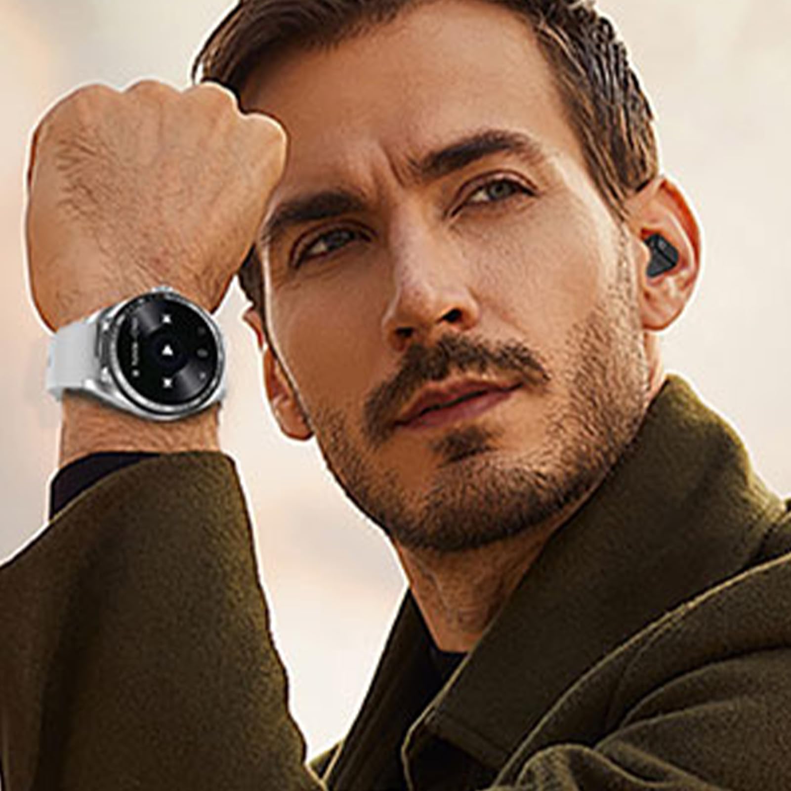 findtime Montre Connectée Homme 1.39'avec Ecouteurs sans Fil Bluetooth TWS intégré Bluetooth sans Fil Casque Intégré Montre Sport Homme Smartwatch Bracelet en Silicon
