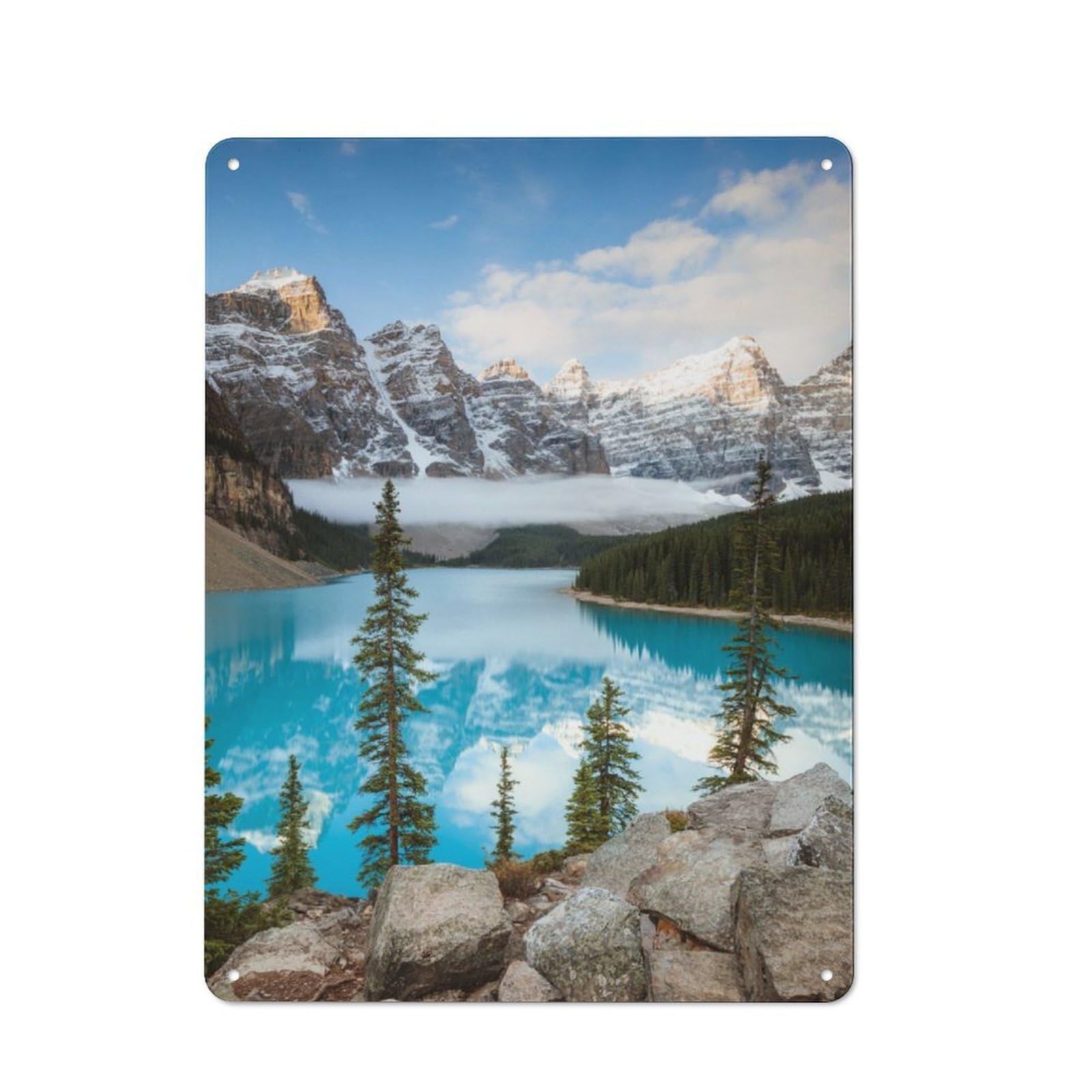 Junmoney Iconic Moraine Lake Banff Decorative Metal Plaque With Design 40X30cm, Casual Utility Space Decor For Patio Bar, Workshop, Shed Or Kitchen