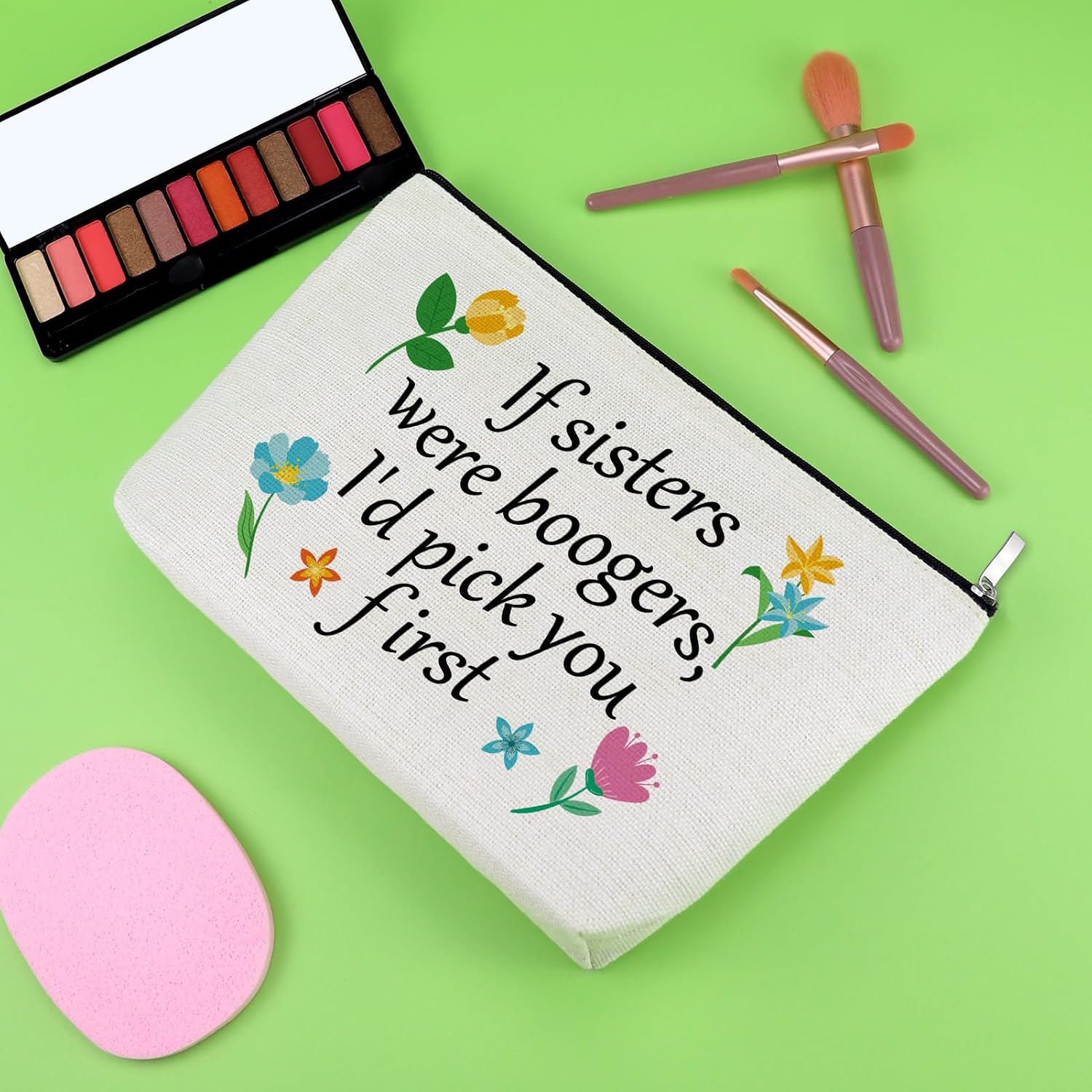 Funny Sister Gifts for Women Makeup Bag Sister Birthday Gifts for Her Adult Best Friend Bff Bestie Friendship Present Cosmetic Bag Christmas Mothers Day Present for Big Sis Travel Cosmetic Pouch image 4