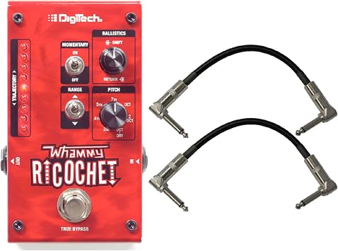 Digitech Ricochet Mini Treadle Free Whammy Pedal w/ 2 Patch Cables