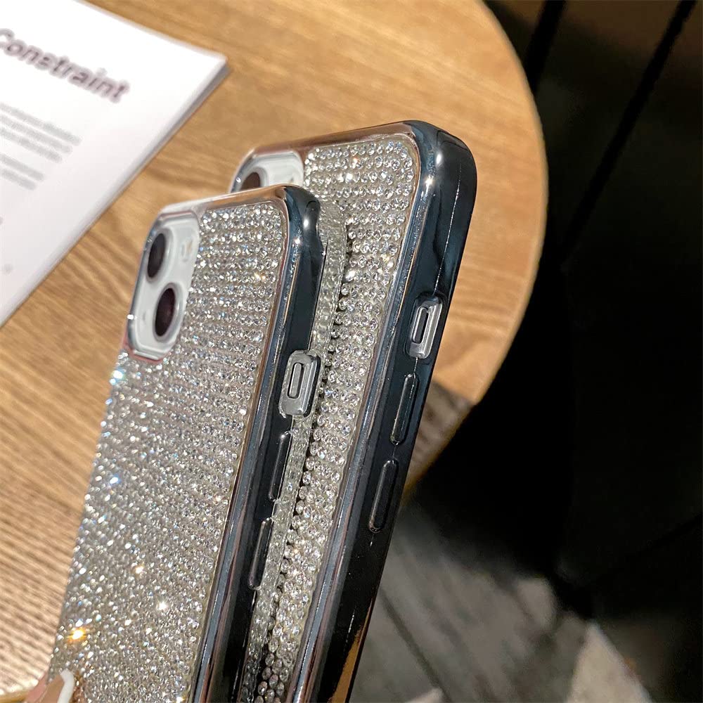 HFICY - Custodia in gomma morbida con strass di cristallo e brillantini