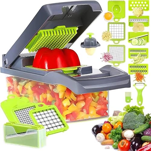 Mandolina 12 en 1 Alimentos Fruta Cebolla Patatas Pelador Cortador de Verduras Manual Cortador de Verduras Picador de Verduras