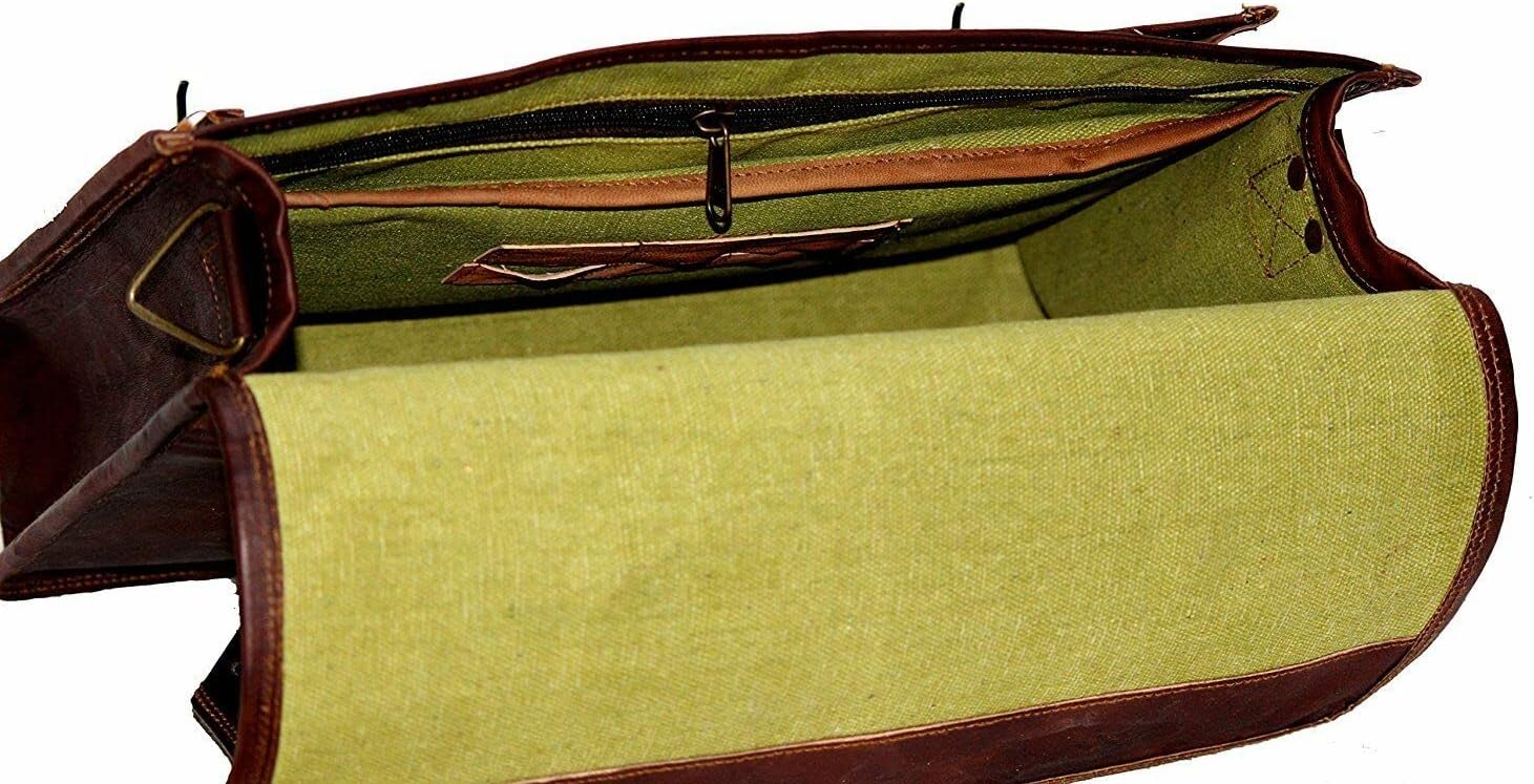 Vintage Genuine Leather Messenger Bag Men Laptop Satchel Crossbody Handmade Office Work Bag Women Unisex Brown Flapover