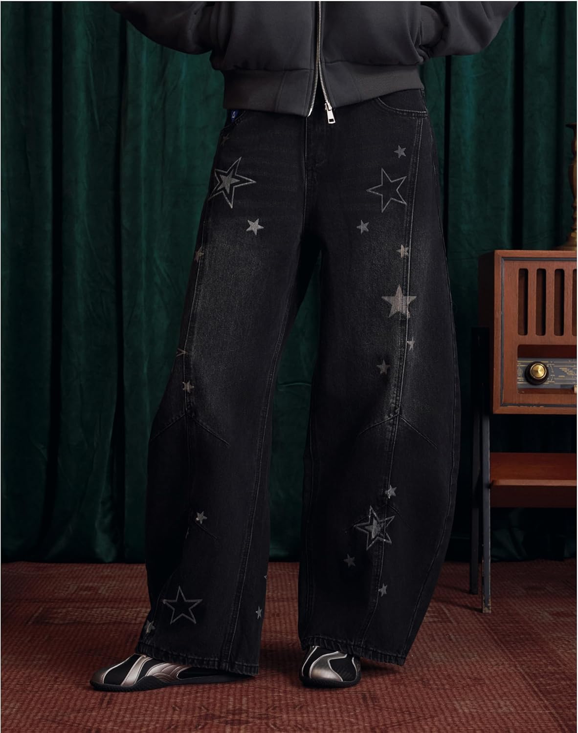 Aelfric Eden Baggy Barrel Jeans Washed Star Wide Leg Jeans Y2k Hip Hop Streetwear Denim Pants Trousers - Image 3