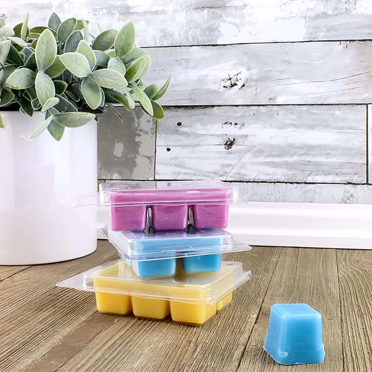 JMIATRY 150 Packs Wax Melt Containers Bulk 6 Cavity Square Plastic Wax Melt Molds Clamshells for Waxs Melts Clear Waxs Melts Clamshells, Empty Candle Melt-Molds