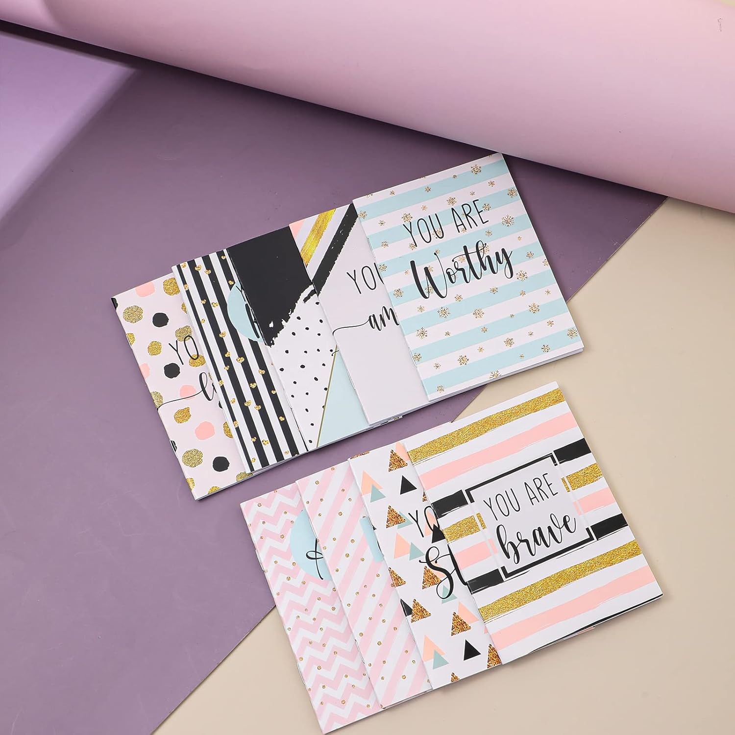 Sherr 72 Pcs Inspirational Notepads Party Favors Mini Motivational Journal Notebook Glitter Lines and Dots Inspiring Small Pocket Notepads Bulk for Office Employee Adult (8 x 12.5 cm,210g) - Image 4