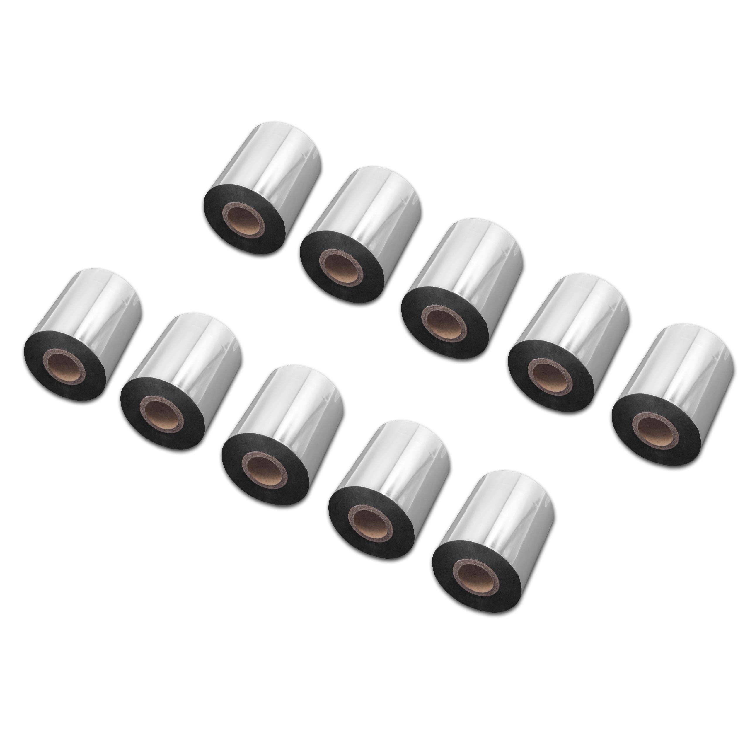 vhbw 10x cinta transferencia térmica compatible con Godex RT700, G530, G500, EZPI 1300 impresora etiquetas indeleble 80mmx300m cera/resina