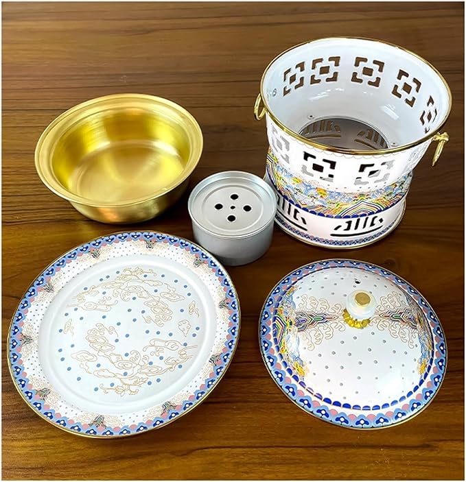 Olla Hot Pot de Cobre Multifuncional, Calentada con Alcohol, Color Blanco miniatura 2