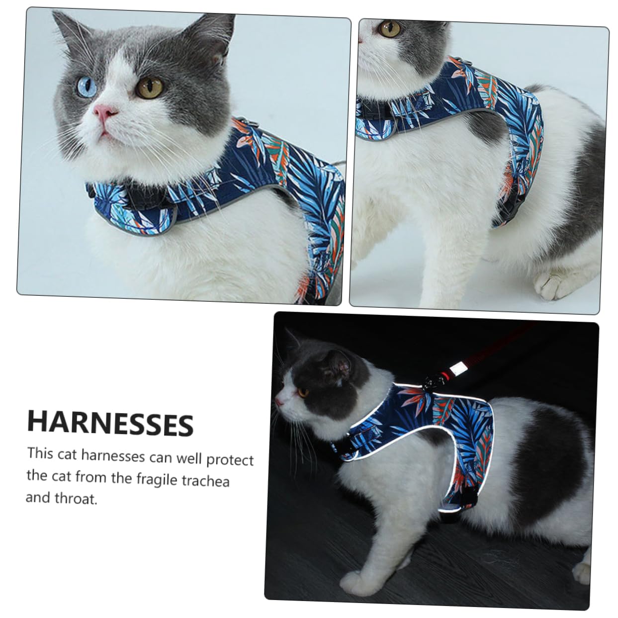 Happyyami 3sätze Reflektierendes Atmungsaktives Mesh Katzen Geschirr Mit Leine Einstellbares Brustgeschirr Für Katzen Für Und Nachtaktivitäten
