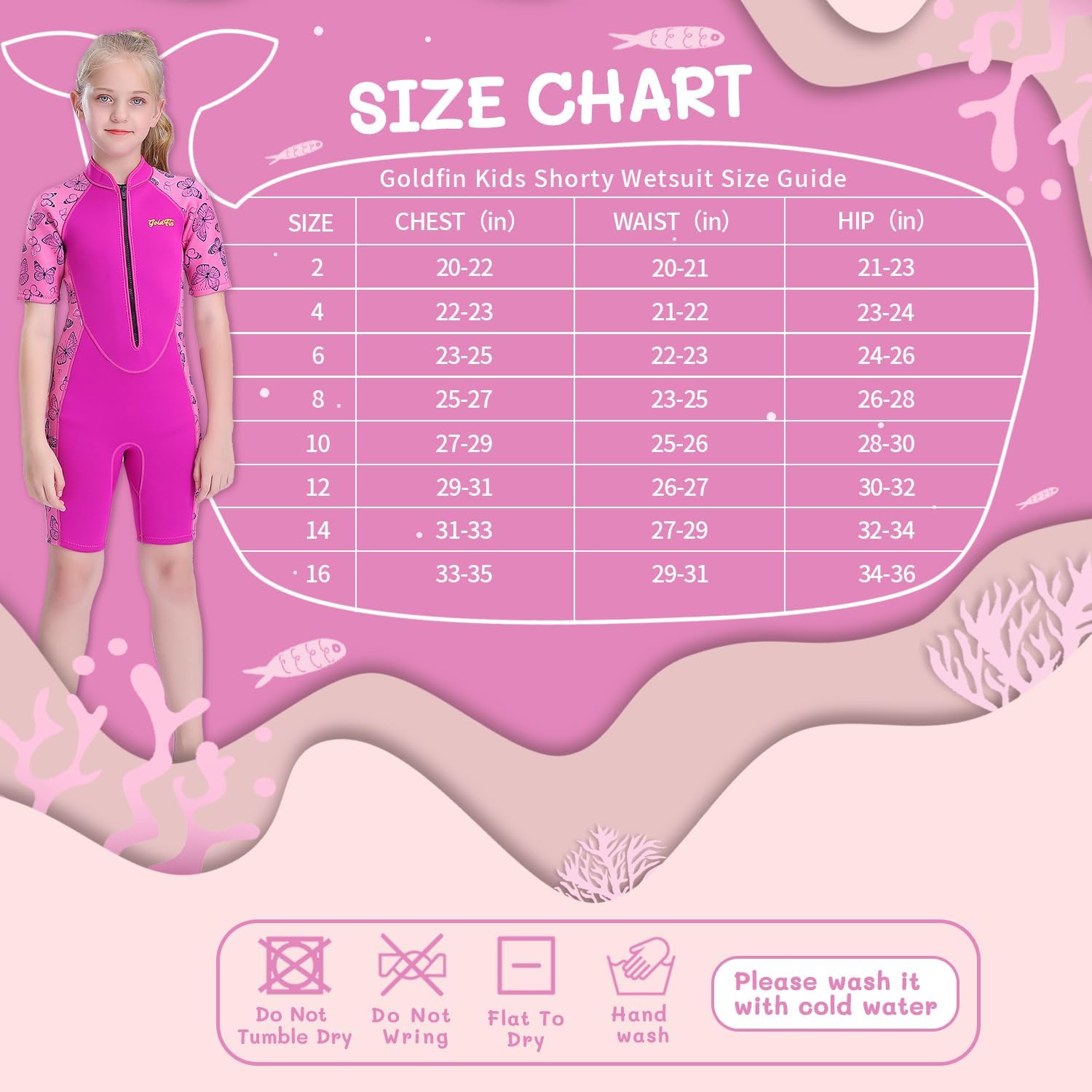 Goldfin Kids Wetsuit for Girls Boys, 2mm 3mm Toddler Shorty Neoprene Front Zip Wet Suits Keep Warm for Water Sports Surfing Snorkeling Swimming - Image 2