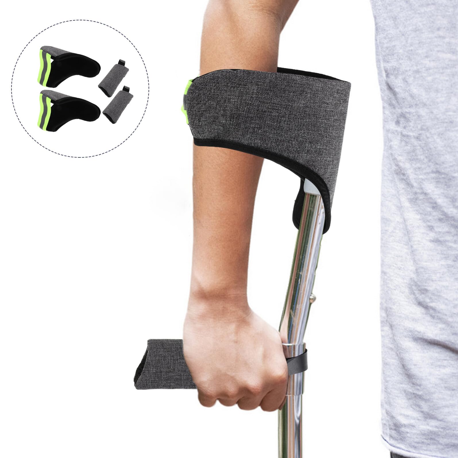 Almohadillas de Repuesto para Muletas de Antebrazo, Juego 2 Piezas | Tela Oxford Lavable, Acolchado Engrosado Antideslizante, Ajuste Ceñido para Brazo y Axila