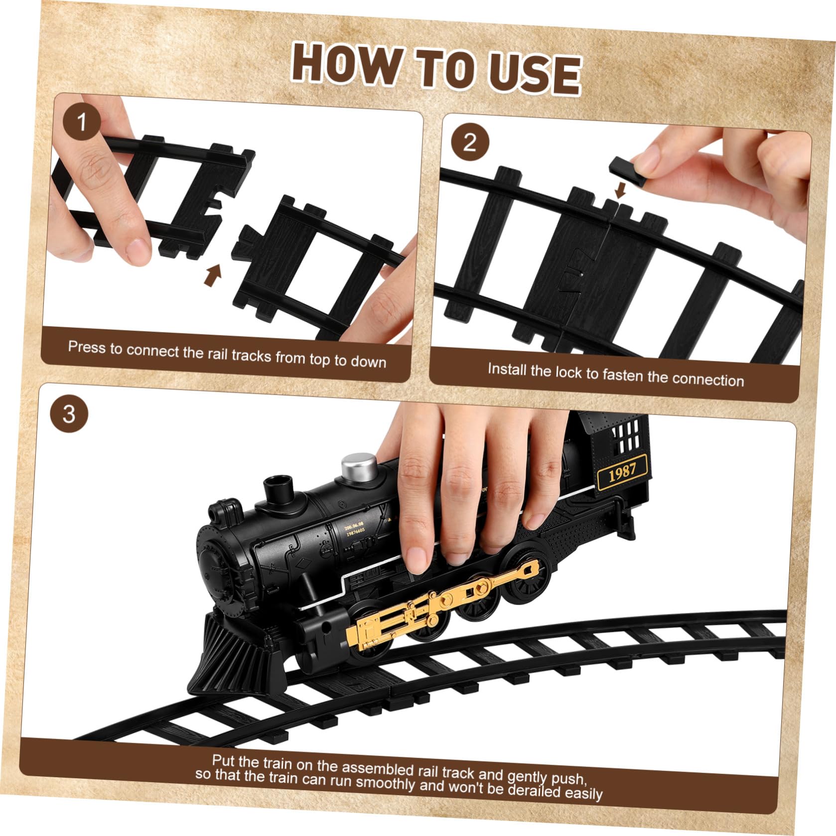 Toyvian Kit de train électrique pour garçons - Kit de train de Noël pour sous l'arbre avec lumière sonore - Pour garçons et filles - Facile à monter