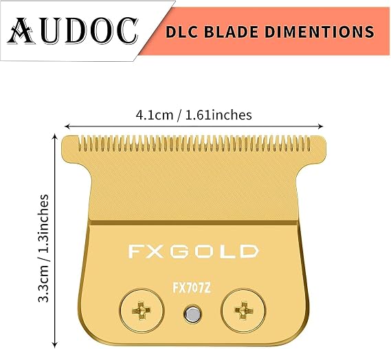 FX707Z DLC Replacement Blades Compatible with BaBylissPRO FX787 & FX726 Barberology Trimmer Blades (Gold 1 Pack)