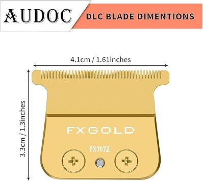 FX707Z DLC Replacement Blades Compatible with BaBylissPRO FX787 & FX726 Barberology Trimmer Blades (Gold 1 Pack)