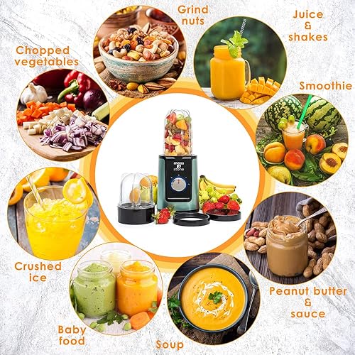 Miniatura 2 de Moss & Stone MiniSmoothie Licuadora, licuadora personal compacta con tazas adicionales en forma de bala para bebidas congeladas, tazas portátiles