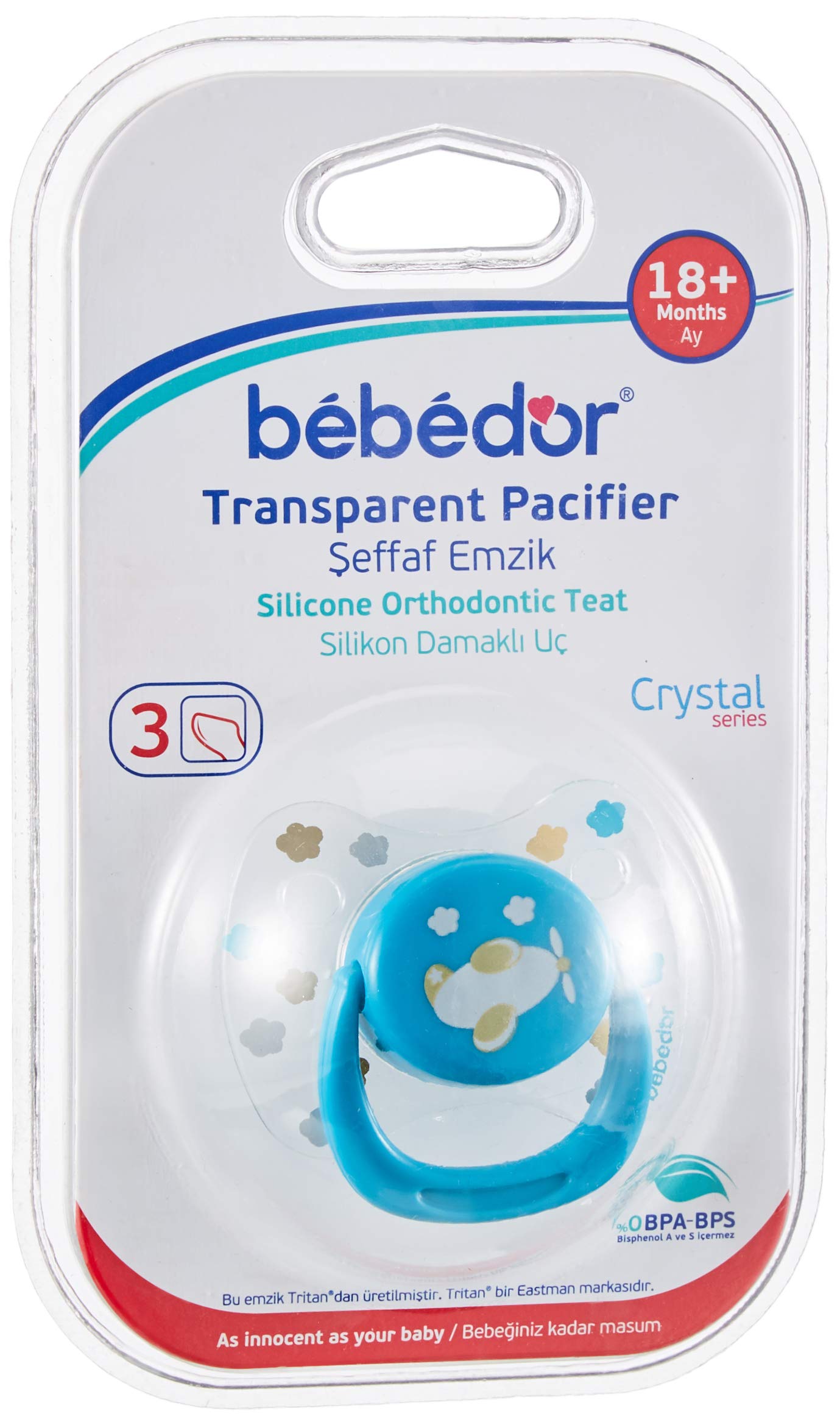 Bebedor 173 Crystal Series Damaklı Yalancı Emzik NO:3, , Pembe, 18 ay ve üzeri