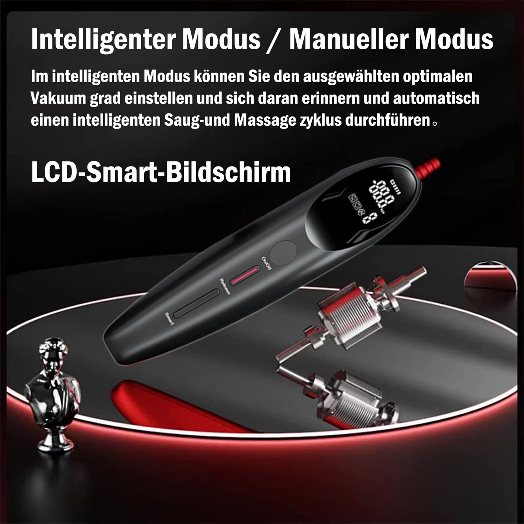 Elektrisch Brustsauger Milchpumpe Automatische Vakuum Brustpumpe Brustvergößerung Mit Kleiner/Großer Doppelter Sauger Für Frauen Nippelsauger Brust Massagegerät Pumpe Sex Spielzeug,Schwarz,L