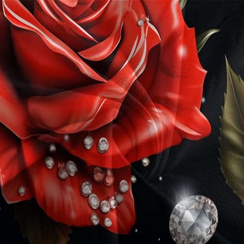 Miniatura 6 de HOUKIG Funda de edredón de rosa roja para niños y niñas, estampado en 3D, estilo romántico, fundas de edredón con fundas de almohada, juego de ropa