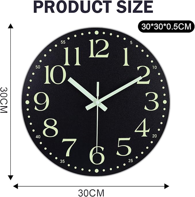 Reloj de Pared Ziprote 12 Pulgadas Analógico Silencioso con Luz Nocturna miniatura 2