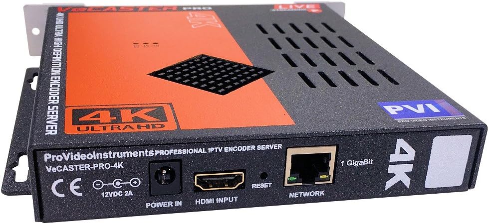 VECASTER 4K - 4K UHD HDMI IPTV Encoder for Professional 4K Video Distribution to Smart-TVs, WiFi, Internet, YouTube, rtmp, hls, http, udp, rtsp