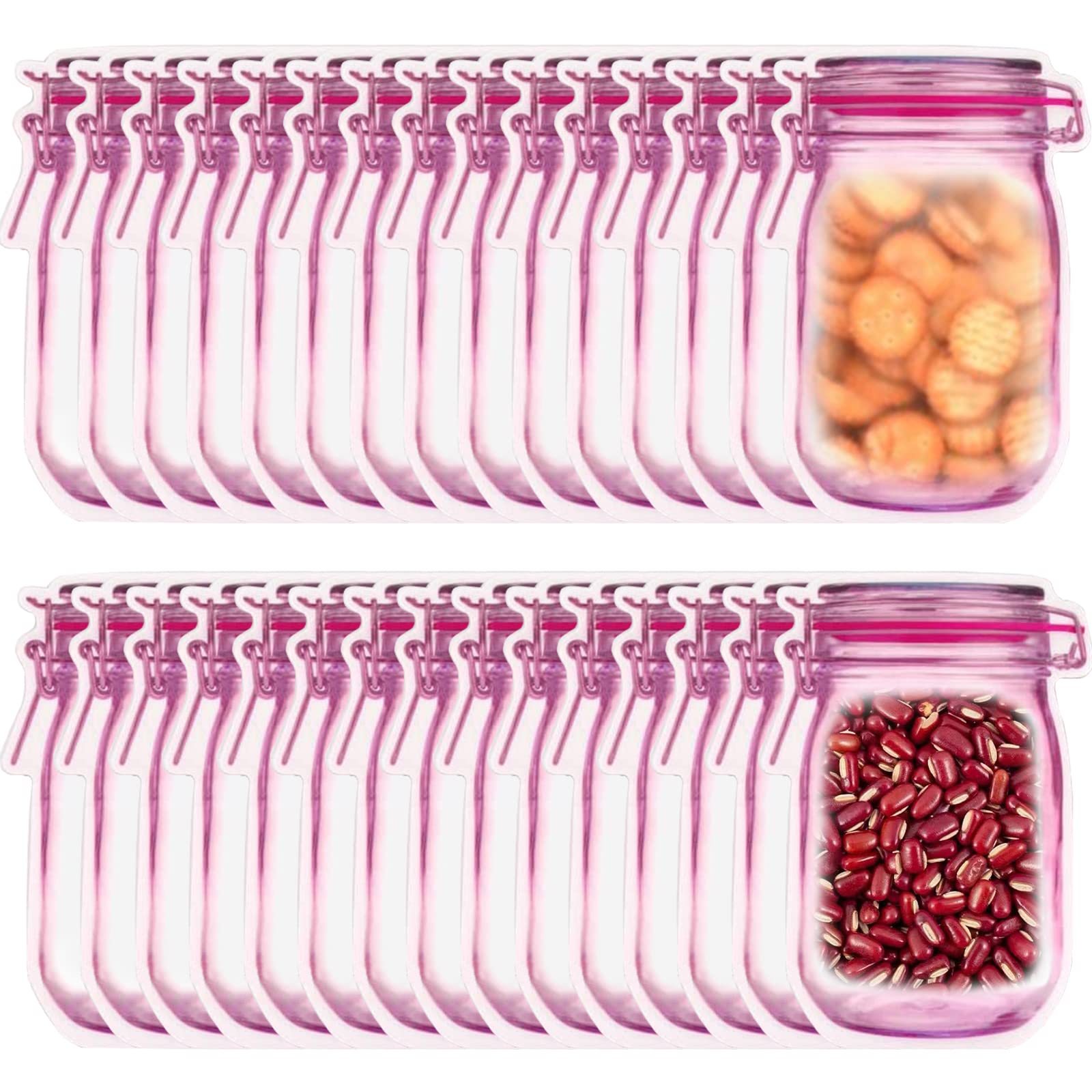 30pcs Reusable Mason Jar Ziplock Bags Airtight Seal Food Storage