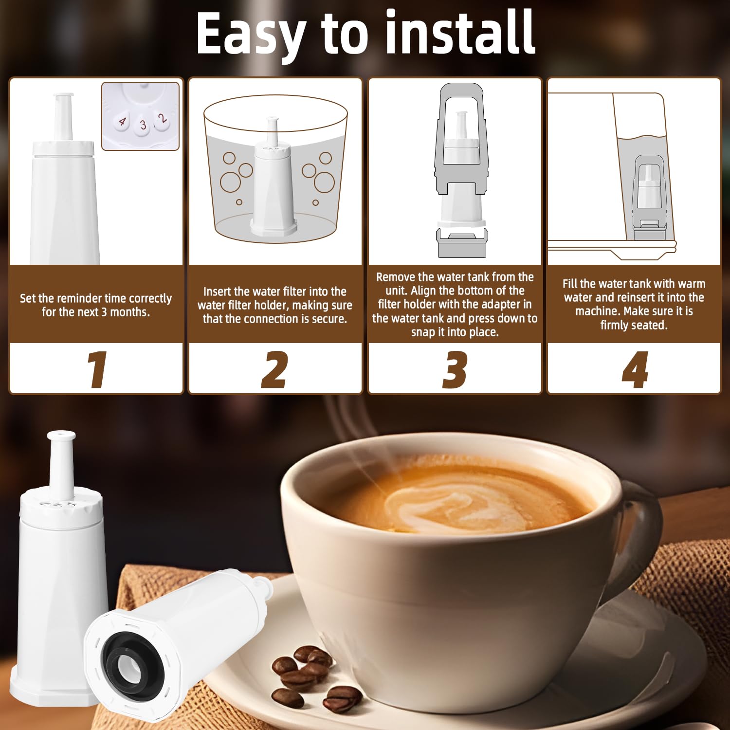 6 Filtri Acqua Per Macchine Da Caffè, Ricambio Per Filtro Acqua Sage® Barista Express Pro, Filtro BES008, SES008/SES810/SES875/SES880/SES920/SES980/SES990, Certificato TÜV SÜD - Foto 9