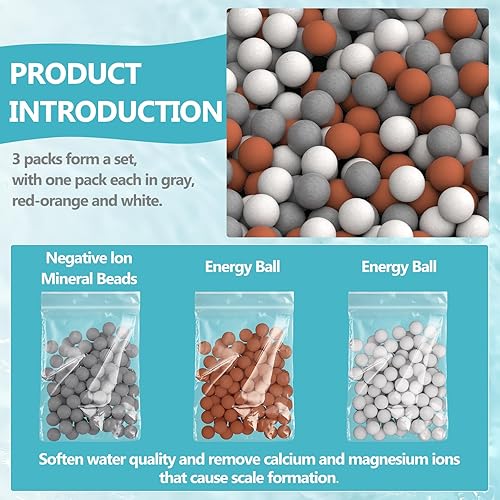 Miniatura 2 de Cuentas minerales aniónicas de repuesto para filtros de cabezal de ducha, filtración suavizante de agua, bola de piedra purificadora de agua,