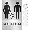 ASSURED SIGNS Unisex Bathroom Signs, Restroom Sign For Business - For Unisex Men and Women - 9" by 6" - ADA Compliant with Braille and Handicap Symbol - Strong Double-Sided Adhesives Included - Apply to Door or Wall