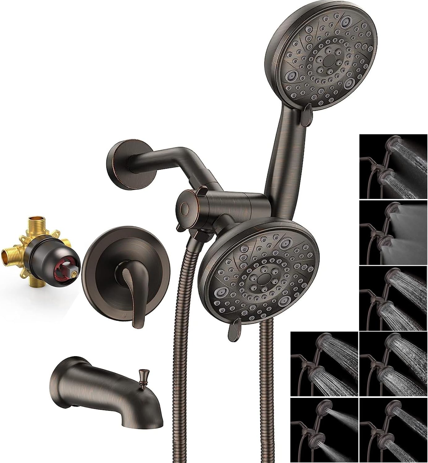 EMBATHER Tub and Shower Faucet Set, Dual Shower Head with Bathtub ...
