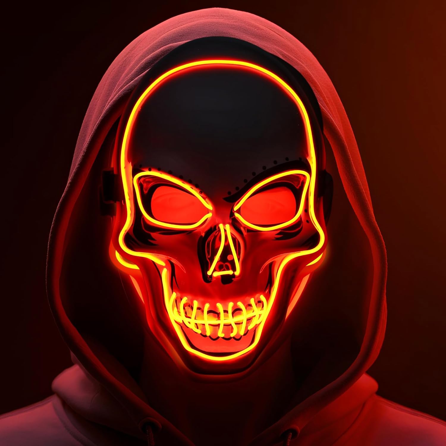 Sosation Halloween Mask LED Light up 10 7 4 Inch Scary Cosplay Skeleton Party Favor for Halloween Luminous