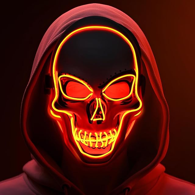 Sosation Halloween Mask LED Light up 10 7 4 Inch Scary Cosplay Skeleton Party Favor for Halloween Luminous