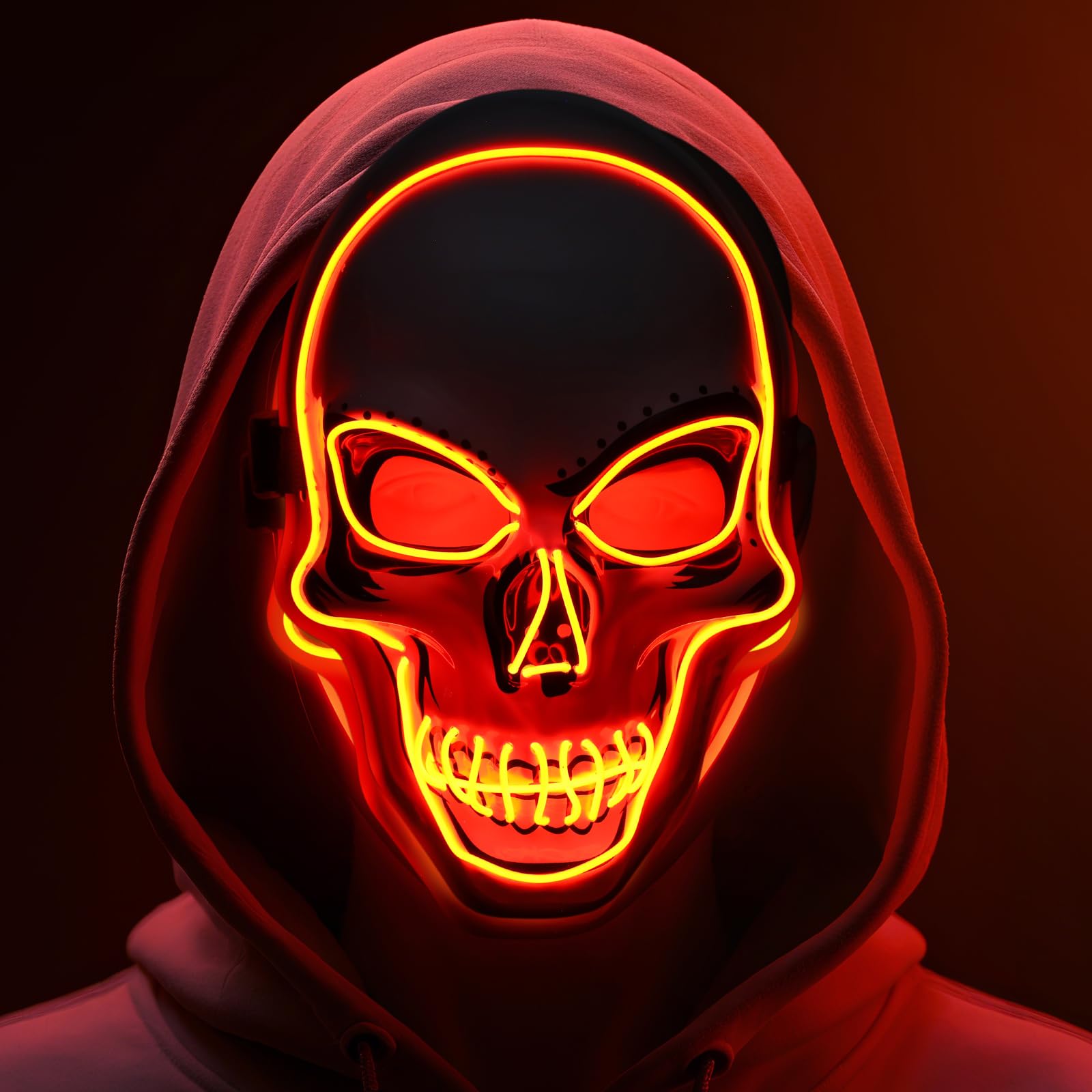 Sosation Halloween Mask LED Light up 10 7 4 Inch Scary Cosplay Skeleton Party Favor for Halloween Luminous