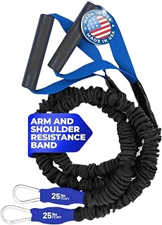 X-Over Arm & Shoulder Training Resistance Bands for Home Exercise & Upper Body Workouts, Portable Gym Equipment for Strength, Rehabilitation & Stretching for Men & Women - 25lb Heavy