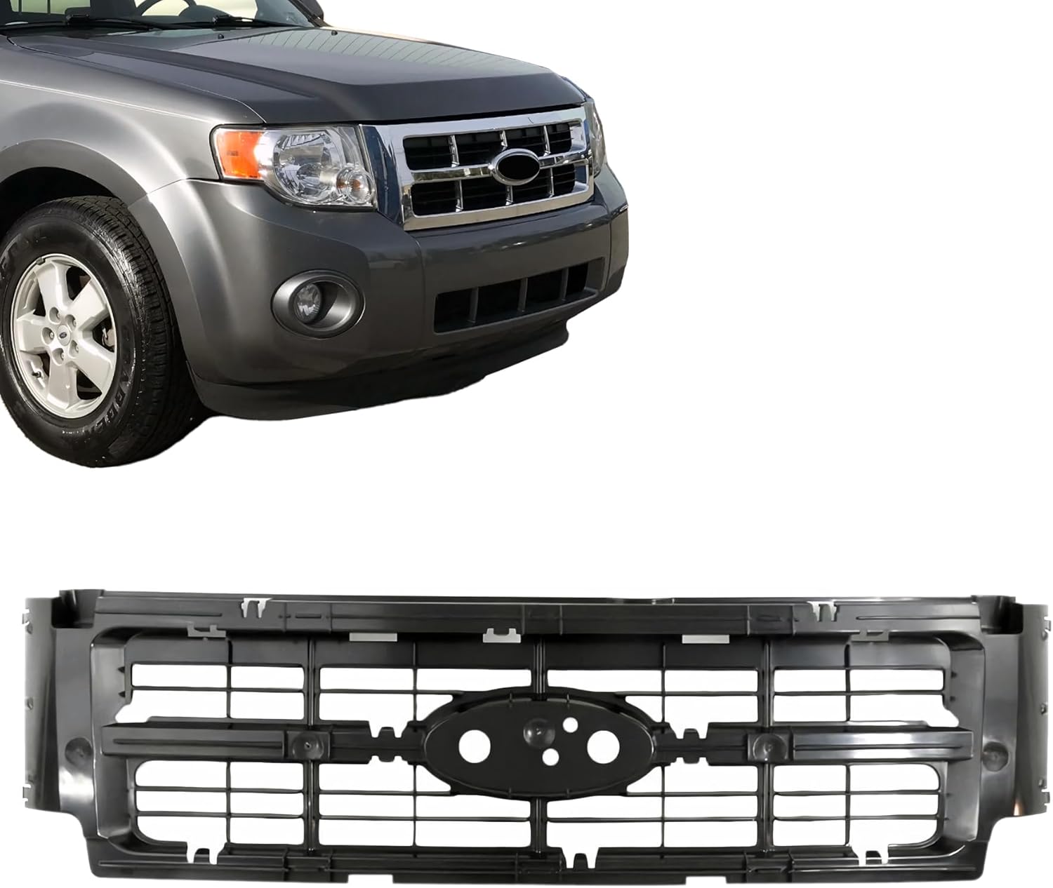 Perfit Liner Front Upper Dark Gray Grille Grill Mounting Panel Compatible With 2008-2012 FORD Escape Hybrid Fits FO1223111 8L8Z8A284A