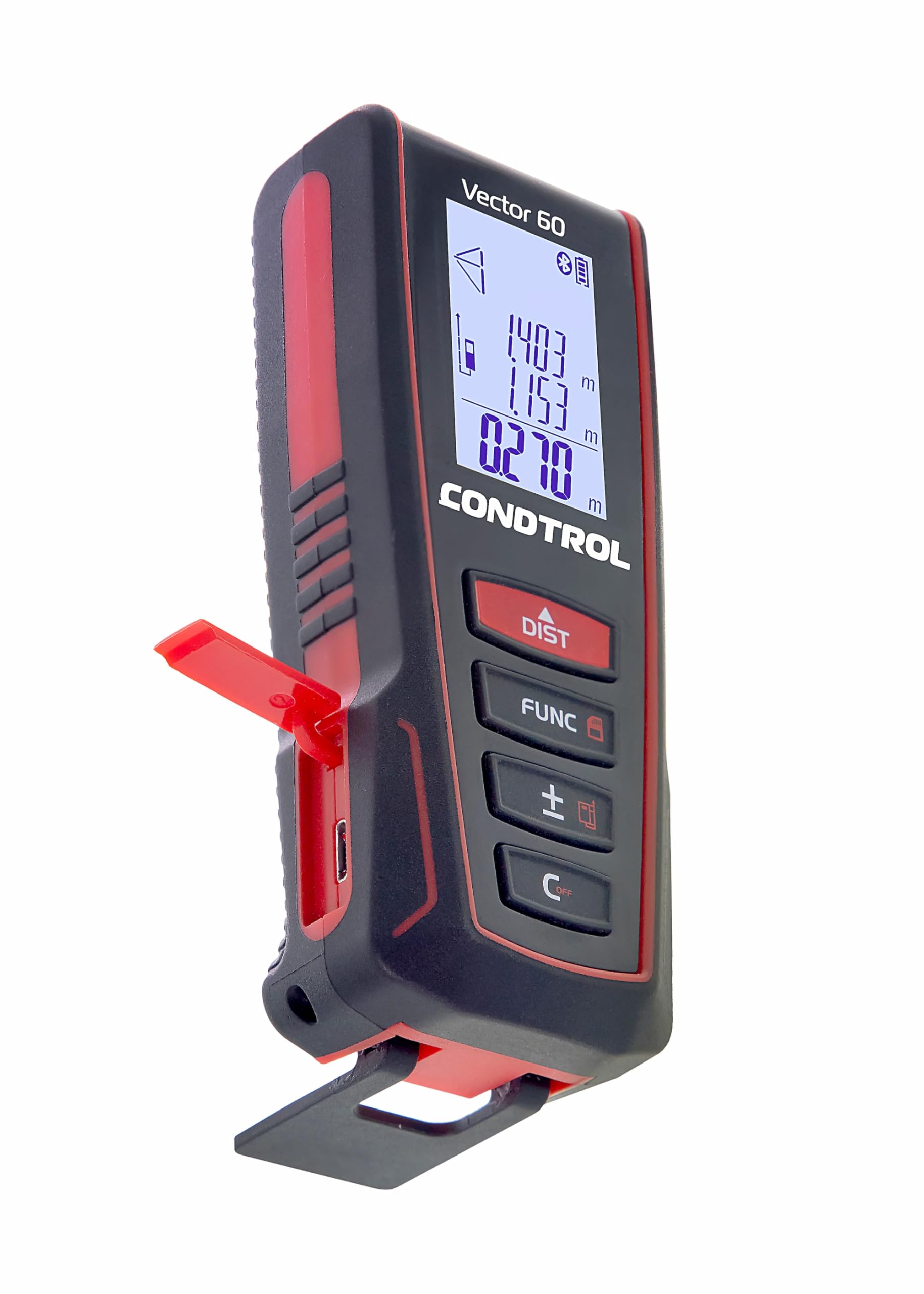 CONDTROL - Telémetro VECTOR 60 - Alcance de 0,05 a 60 metros - Medición precisa continua - Láser rojo - Bluetooth - Garantía de 2+1 años - Se entrega con accesorios