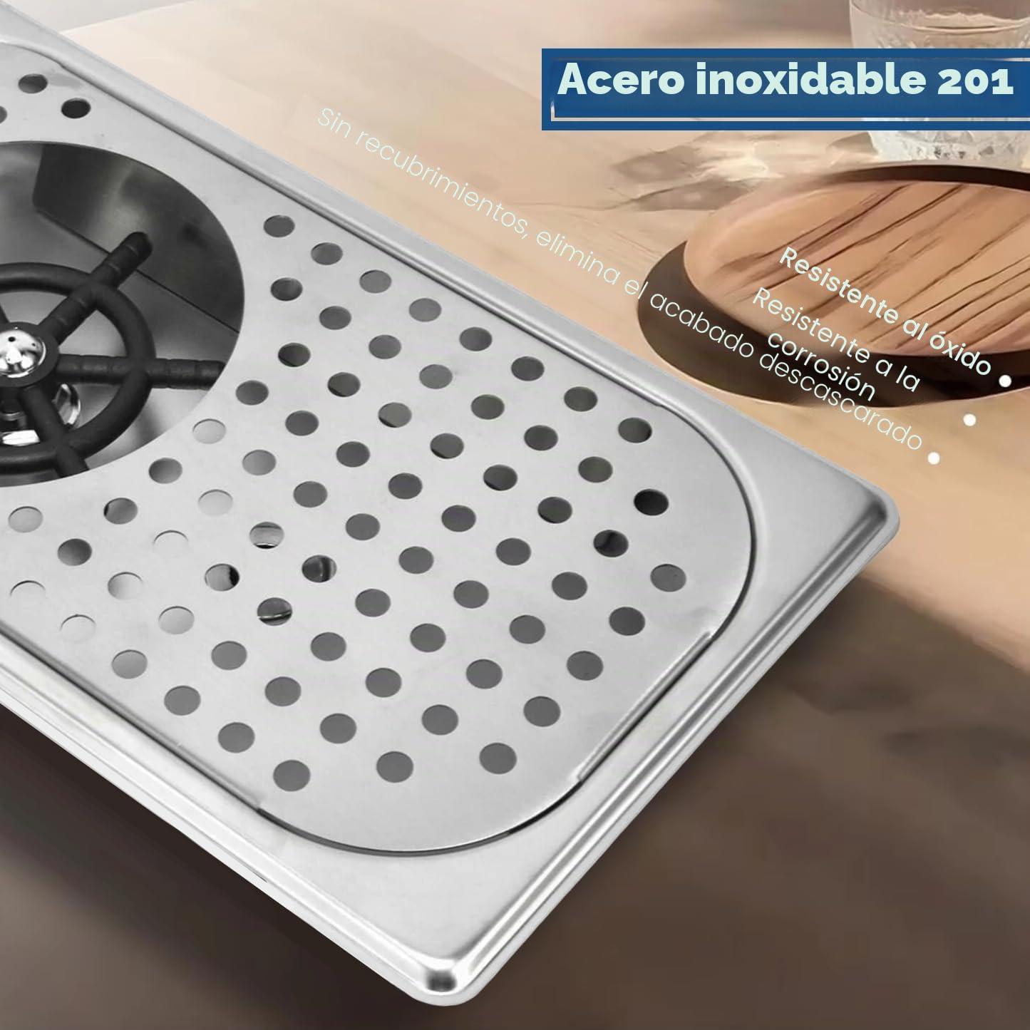 4.49 inch de Diámetro 201 Acero Inoxidable Leche Taza de té Lavador Limpiador Barra de Enjuague de Vidrio Enjuagadora de vidrio G1/2in