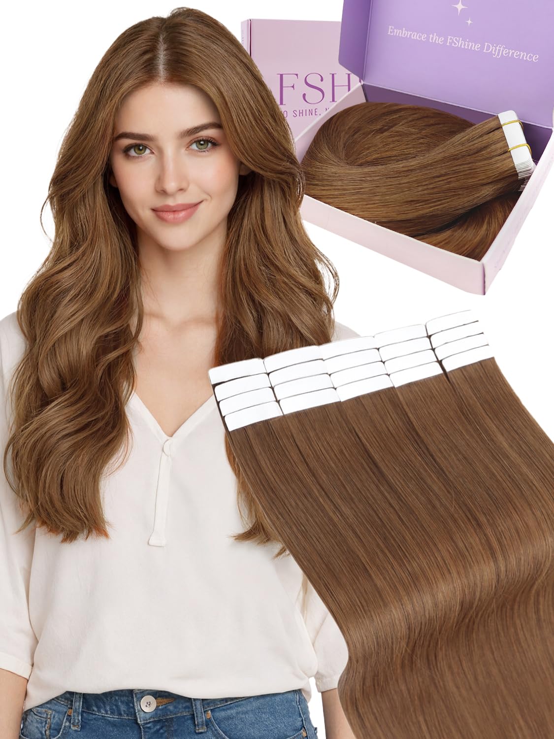 Fshine Extensions Echthaar, Natürliches Volumen, Weich Haarverlängerungen