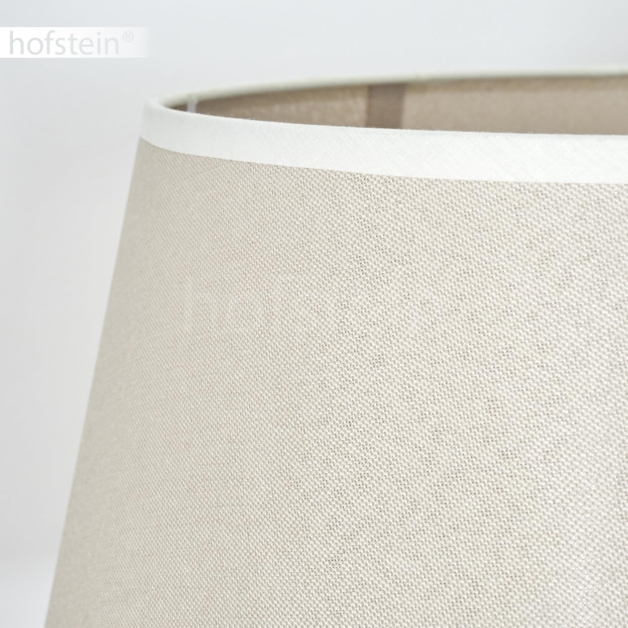 Stehleuchte Bassagoda, Stehlampe aus Metall/Stoff in Schwarz/Beige/Weiß, Leuchte im skandinavischen Design mit rundem Schirm (Ø 45 cm) u. Fußschalter, 154,5 cm, 1 x E27, ohne Leuchtmittel